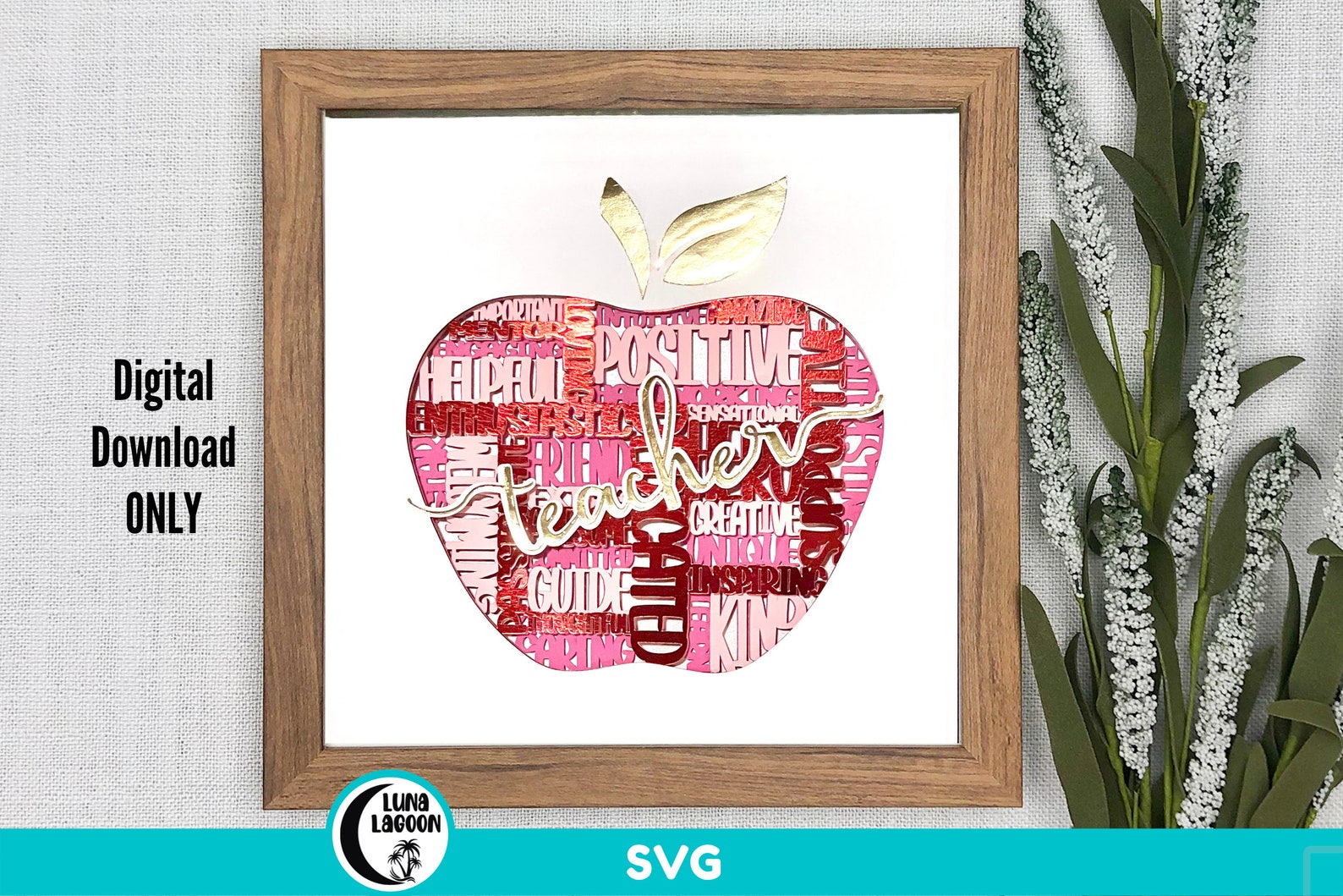 3D TEACHER SVG for Shadow Box Crossword Svg Teacher Etsy UK