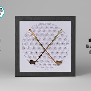 BALLE DE GOLF 3D w Golf Clubs Svg | Boîte d'ombre | Carte | Artisanat en papier | Couches | Sports | Fête des Pères | Anniversaire | Retraite | Cricut | Camée