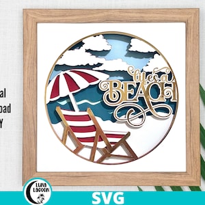 Life's A Beach 3D SUMMER SVG para Shadow Box / Archivo de corte Cricut / Cameo / Paper Craft / Layered /