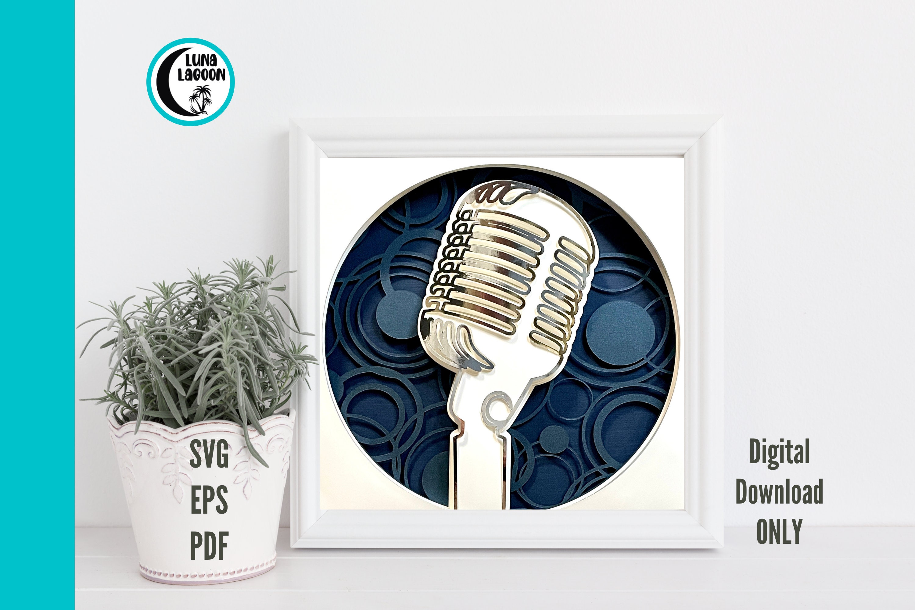 3D MICROPHONE SVG | Layered | Papercraft | Shadow Box | Card | Singer | Voice Over | Speaker | Emcee | Award | Cricut | Cameo | Cut File