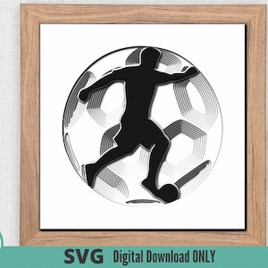 SOCCER/FTBOL Männlich 3D SVG für Shadow Box | Sport | Athlet | Trainer | Silhouette | Cricut | Kamee | Glühschmiede | Papierhandwerk | Laser
