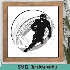 FOOTBALL 3D SVG for Shadow Box | Football Player | Silhouette | Coach | Sports | Layered Paper Craft | Cricut Cutting File | Cameo