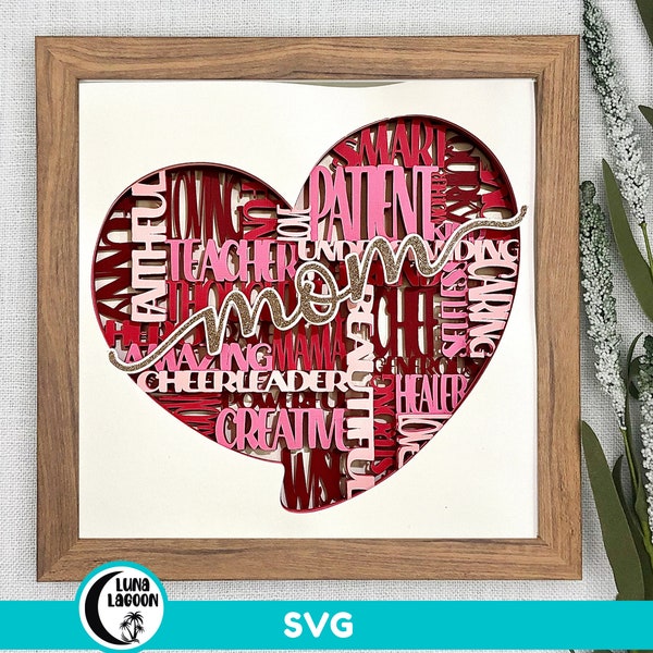 MOM 3D SVG for Shadow Box | Mom Crossword | Mother's Day | Birthday | Paper Craft | Cricut | Cameo | Cutting File |