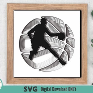 BASKETTEUR MASCULIN 3D Svg pour Shadow Box | Prix | Cadeau | Coach | | en couches Artisanat du papier | Cricut | Caméo | Fichier de découpe