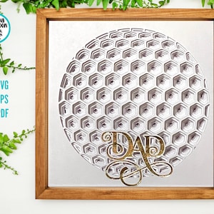 3D BALLE DE GOLF PAPA Svg | Boîte d'ombre | Carte | Artisanat en papier | Couches | Sports | Fête des Pères | Anniversaire | Retraite | Cricut | Camée | Couper le fichier