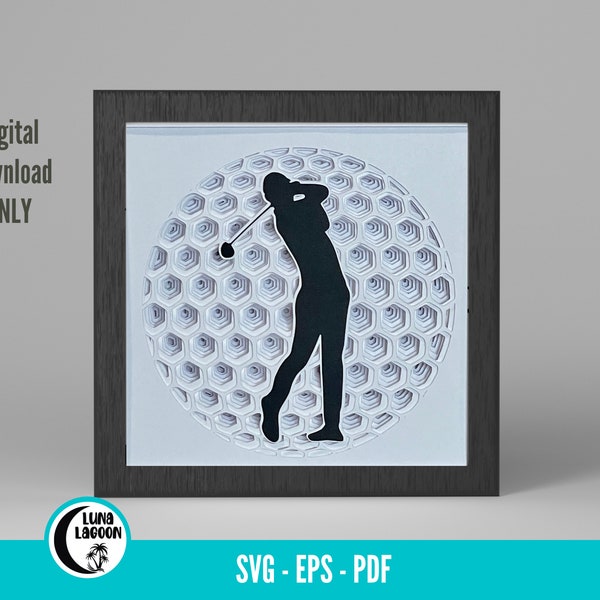 Male 3D GOLFER SVG | Golf Svg | Sports Svg | Shadow Box | Paper Craft | Layered | Father's Day | Birthday | Retirement | Cricut | Cameo