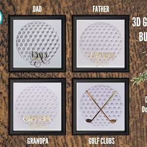 PAQUETE DE PELOTAS DE GOLF 3D Svg / Caja de sombras / Tarjeta / Artesanía de papel / Capas / Deportes / Día del Padre / Cumpleaños / Retiro / Cricut / Cameo