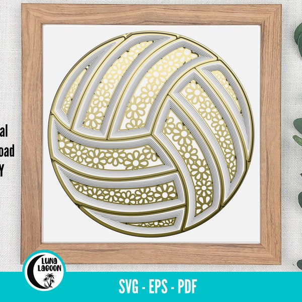 3D VOLLEYBALL SVG | Sports Svg | Flower Svg | Layered Paper Craft | Shadow Box | Cricut Cutting File | Cameo | Silhouette | Cut File