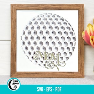 MAMAN 3D BALLE DE GOLF Svg | Boîte d'ombre | Svg de golf | Artisanat en papier | Couches | SVG de sport | Fête des Mères | Anniversaire | Cricut | Camée | Fichier de coupe