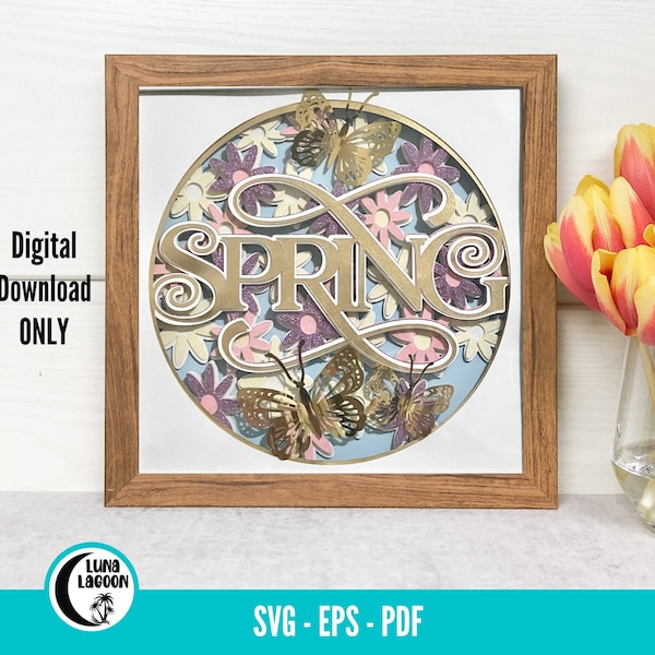 Spring 3D SVG for Shadow Box | Flower Svg | Butterfly Svg | Layered Paper Craft | 3D Cricut Cutting File | Cameo Spring 3D SVG for Shadow Box | Flower Svg | Butterfly Svg | Layered Paper Craft | 3D Cricut Cutting File | Cameo