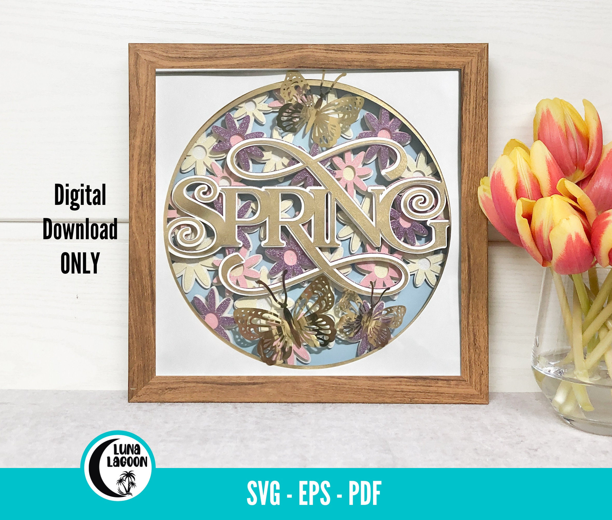 Spring 3D SVG for Shadow Box Flower Svg Butterfly Svg Etsy