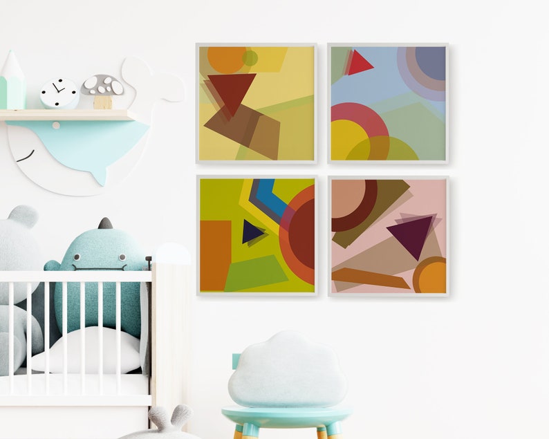 Baby Room Frames, Set of 4 Square DIY Prints, Baby Room Décor