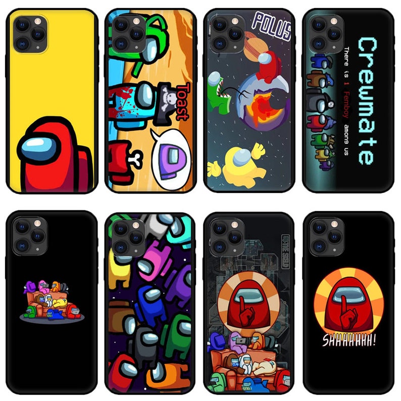 Black tpu case for iphone 5 5s se 6 6s 7 8 plus 10 cover for iphone XR XS 11 pro Max case Among Us