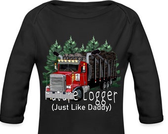 Future Logger Just Like Daddy Red Log Truck Long-sleeve Baby Onesie Bodysuit