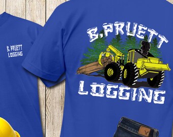 Front Back Logging Design | Customized With Your Logo | Yellow Skidder | Loggers Gift | Father's Day Gift | Skidder Driver  | Bella Canvas