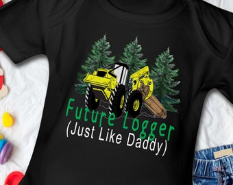 Future Logger Just Like Daddy | Yellow Skidder Onesie | Skidder Baby | Father's Day | Baby Shower Gift | Loggers Gift
