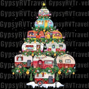 Merry Christmas Tree Campers Sublimazione, file di stampa a caldo, download digitale, download immediato, NON un SVG, sfondo trasparente PNG