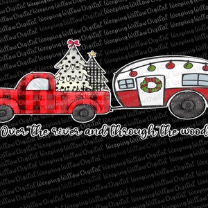 Weihnachtliche Sublimation, Süßer Büffel Karierte LKW Vintage Camper PNG, Sublimation Design, Camping Sublimation