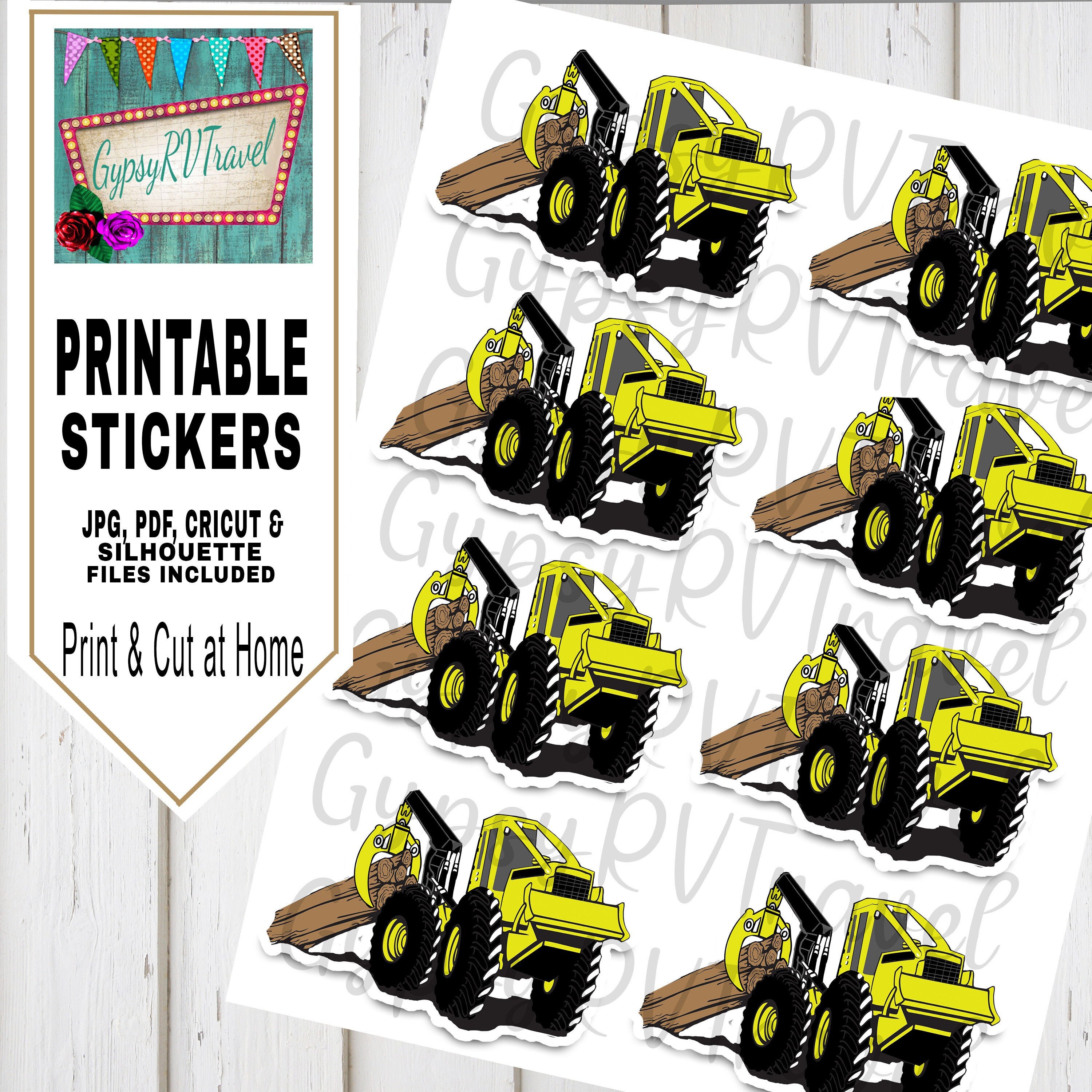 Printable Stickers, Planner Stickers, Print and Cut, Logging Sticker ...