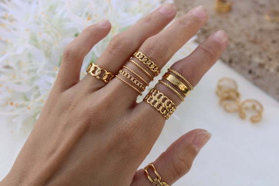 Rings Women, Gold Stackable Rings, Gold Band, Statement Rings, Adjustable  Rings, Gold Rings, Stacking Ring, Gift for Her. -  Sweden