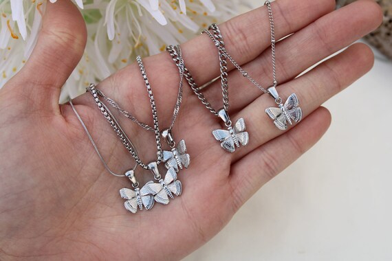 Dainty butterfly necklace silver best sale