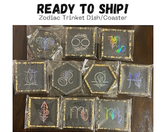 Zodiac Trinket Dish/Coaster- (Pre-made & ready to ship)