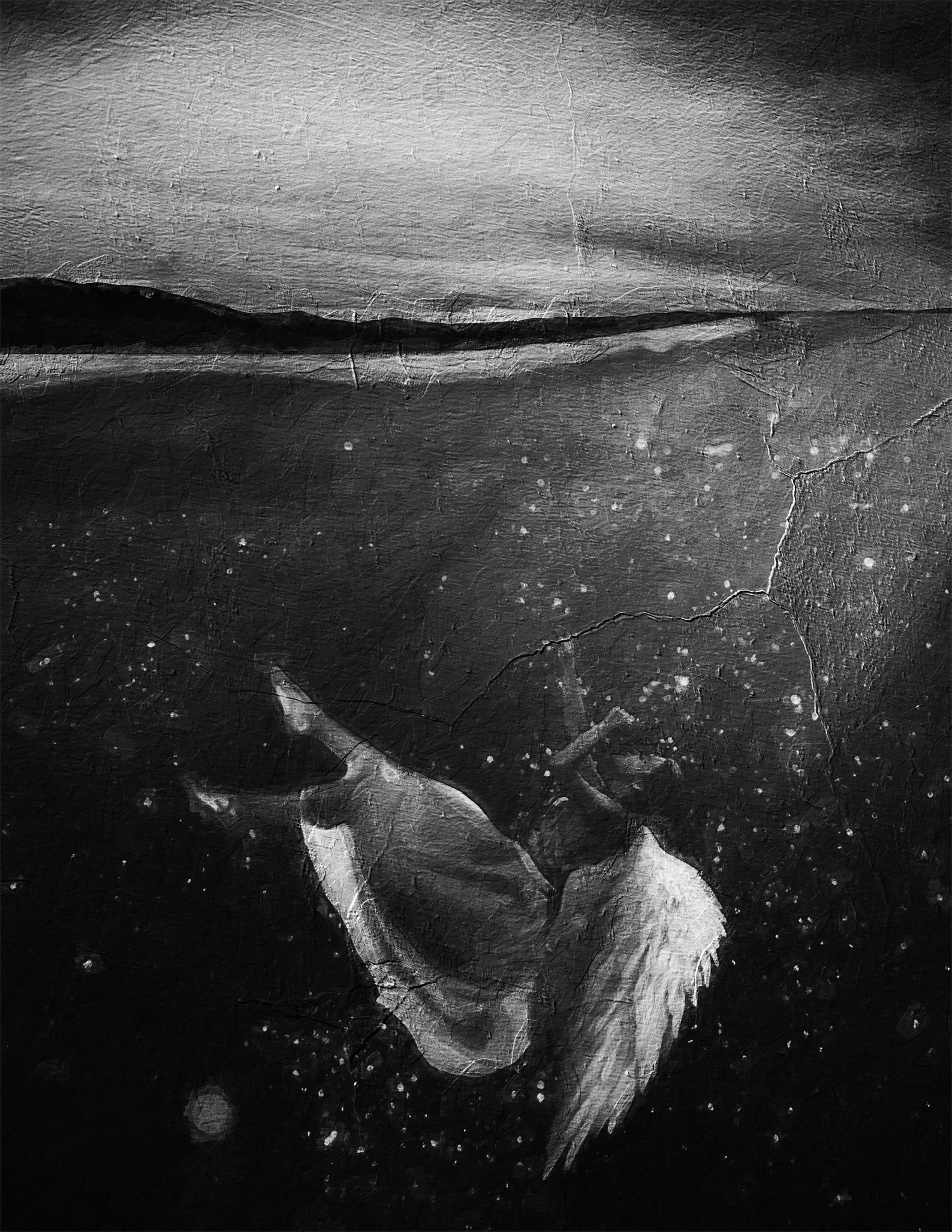 Angel Falling Dark Fantasy Dreamlike Digital Printable Wallart Etsy