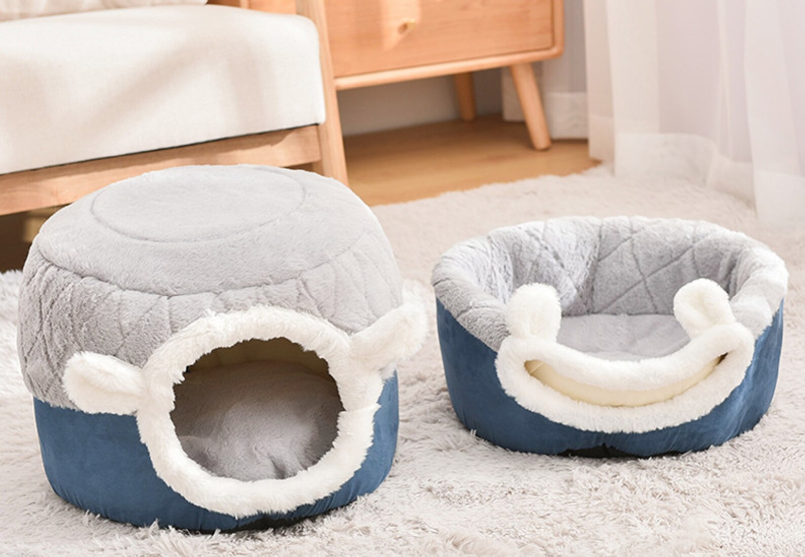 Cat Cave Bed Cute Cat Soft Indoor Fuzzy Donut Bed Best Cat Etsy