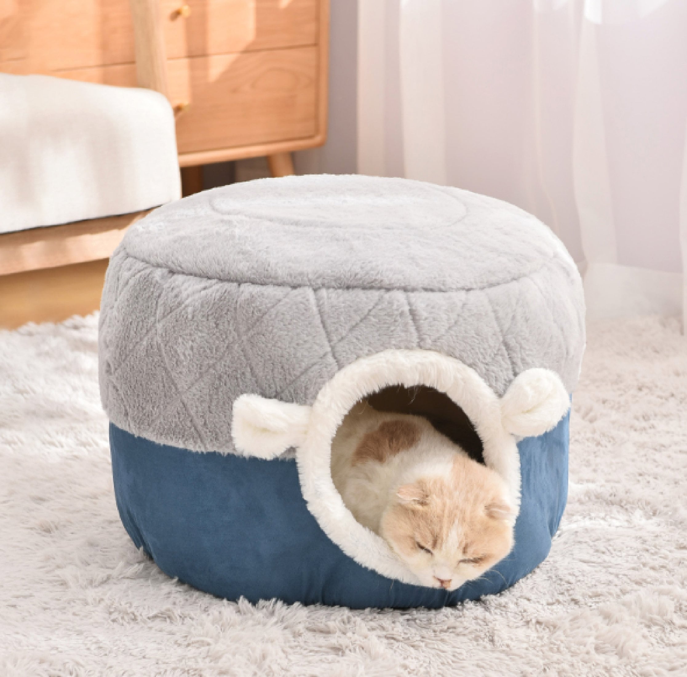 Cat Cave Bed Cute Cat Soft Indoor Fuzzy Donut Bed Best Cat Etsy