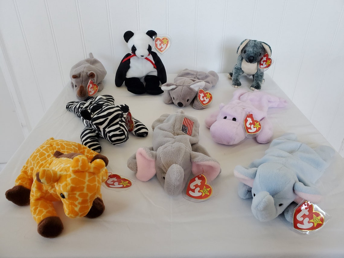 Ty Original Beanie Babies Zoo Animal Lot 2 Etsy