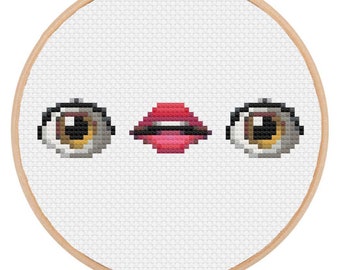 Eye Mouth Eye Emoji - Cross Stitch Pattern Instant Download PDF