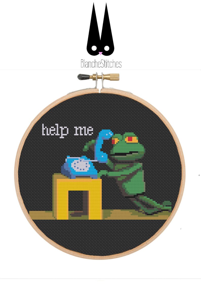 Help Frog Cross Stitch Pattern Instant Download PDF