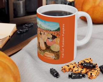 Tazza in ceramica con motivo a zucca casuale / Regalo di decorazioni autunnali / Stoviglie stagionali per Halloween / Spedizione dagli Stati Uniti