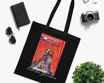Borsa tote in cotone Reon the Lion e Japan Fushimi Inari Taisha / Un lato / Spedizione dal Regno Unito