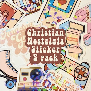 Nostalgia Christian Sticker 5 pack, Bible Journal Stickers, Bible Journaling, Bible Crafts, Bible Verse Stickers, Christian Stickers