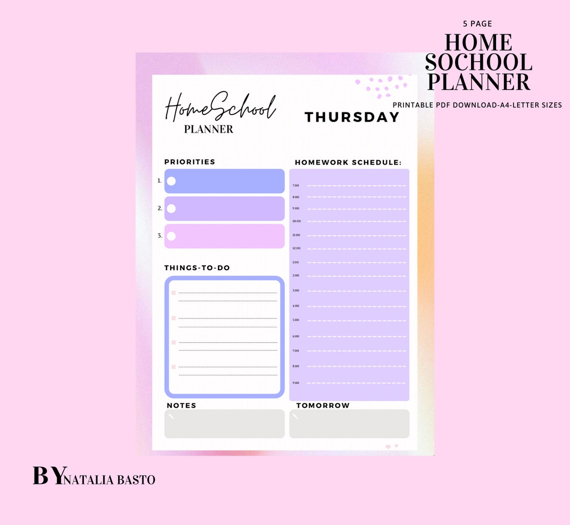 Homeschool Daily Planner Printable | Etsy