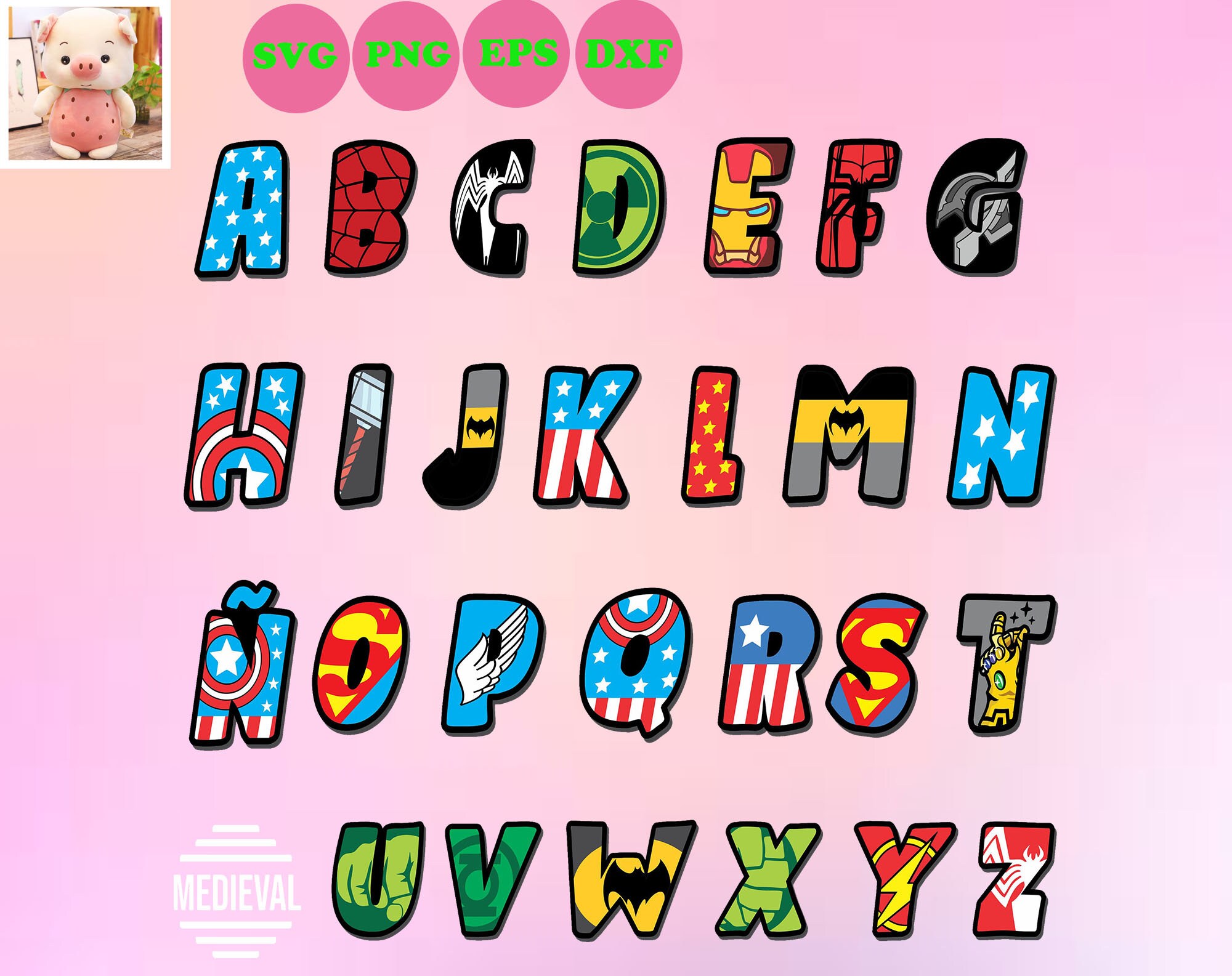superhero letter preparts alphabet clipart superhero letter etsy