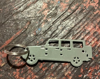 Jeep Wrangler JKU JLU Schlüsselanhänger, Edelstahl, oliv grau