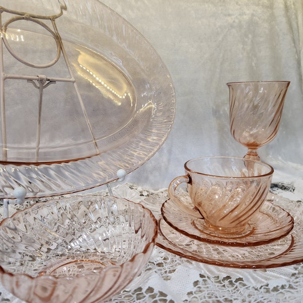 Grand saladier en rosaline vintage - Chineries Fleuries