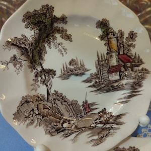 Johnson Bros Ironstone, The Old Mill, 4 Bread and Butter plates, Brown