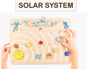 Name puzzle. Montessori toys 1 year old. Solar system gifts. Baby nephew gift. Waldorf toys, preschool learning.