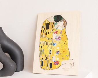Gustav Klimt jigsaw puzzle. Klimt pop art puzzle. Wood puzzle The kiss Klimt