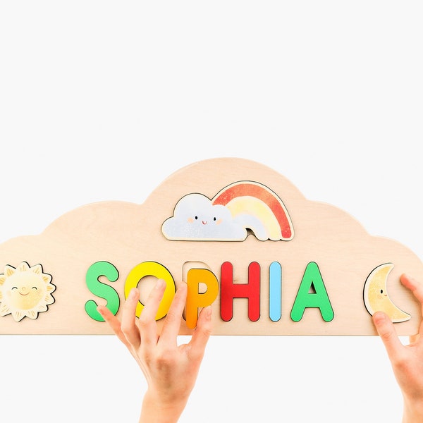 Name Puzzle | 1st Birthday Gift Name Puzzle Personalized Name Wood Puzzle Toy Boy Newborn Girl Baby Christmas Gifts Busy Board
