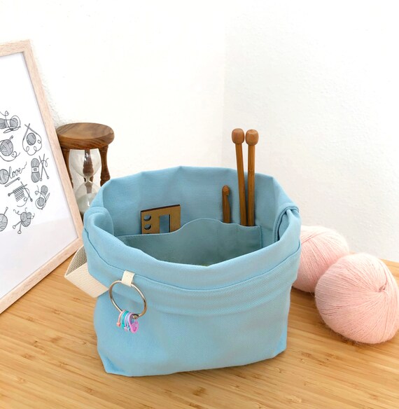 Canvas Project Bag for Knitting Crochet Drawstring Knitting Bag Knitting Project Bag Project Storage Bag Knitter s Bag Bag to Knit on the Go Etsy