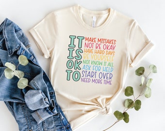Positive Vibes Teacher Shirt, It's Okay To Not Be Okay, Inspirational Graphic Tee, Positivity Teacher Shirt, School Counselor, Motivational