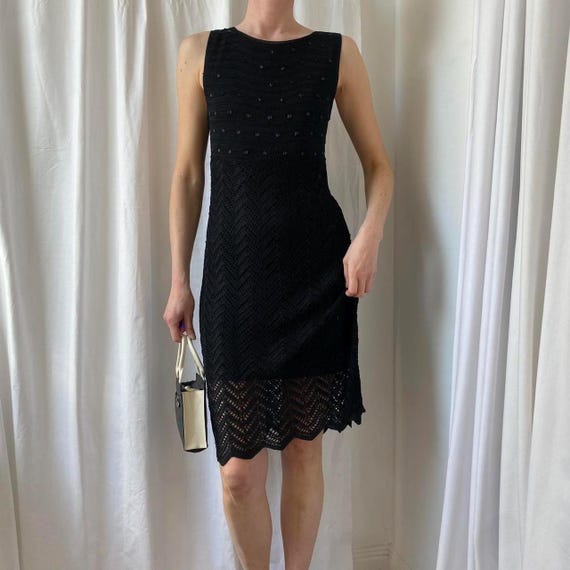 white christmas dresses Clotilde Black Crochet-knit Midi Dress, S / Black