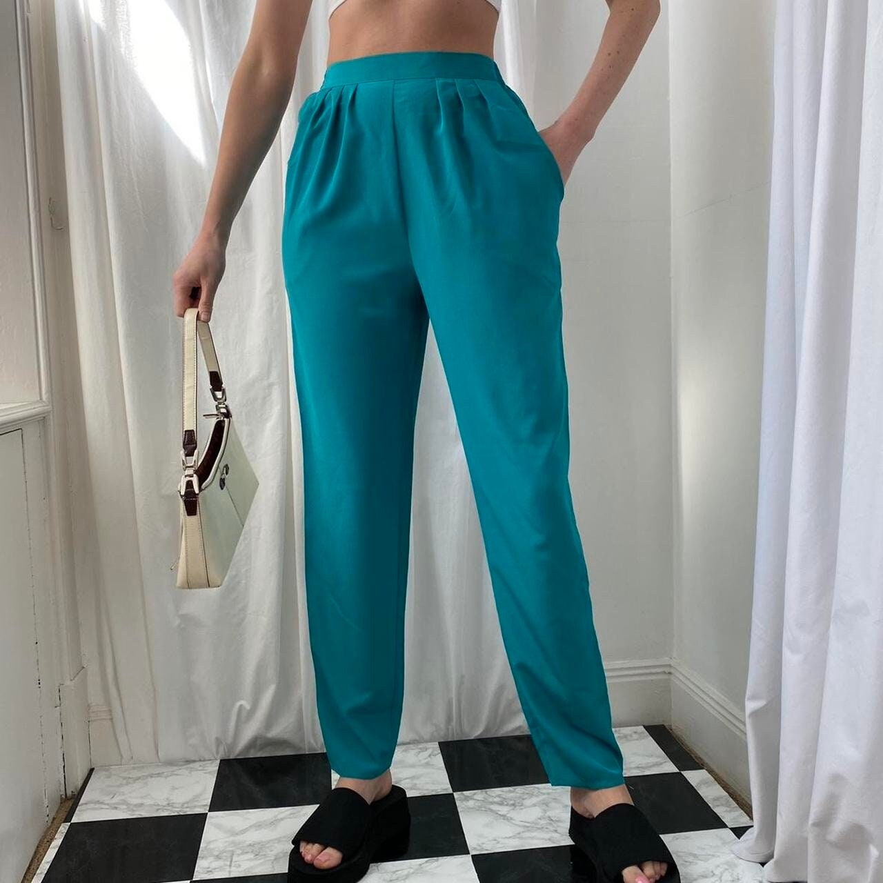 Teal Silk Pants -  Canada