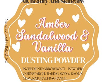 Amber Sandalwood Vanilla Scented Dusting Powder Natural Body Powder