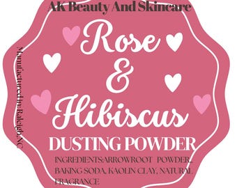 Rose und Hibiskus duftendes Staubpuder, Körperpuder weich und seidig, ohne Talk