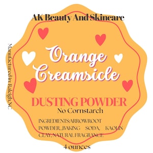 Orange Creamsicle Scented Dusting Powder, Body Powder Soft and Silky, Talc-Free, Naturally Organic Arrowroot